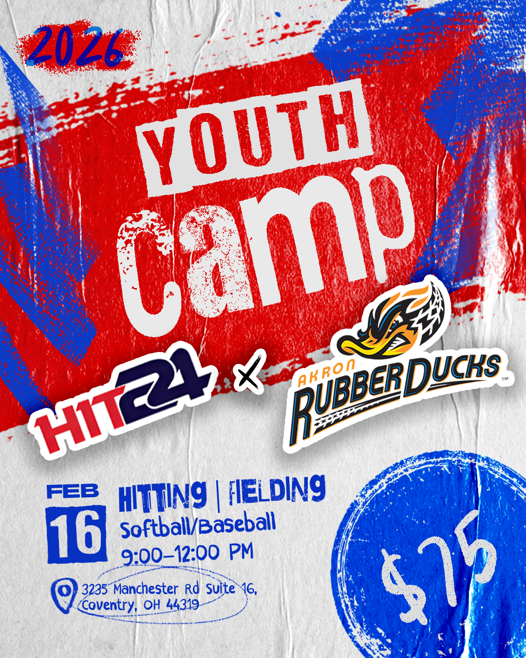 HIT24 X AKRON RUBBERDUCKS CAMP 2/16 PRESIDENT’S DAY @COVENTRY